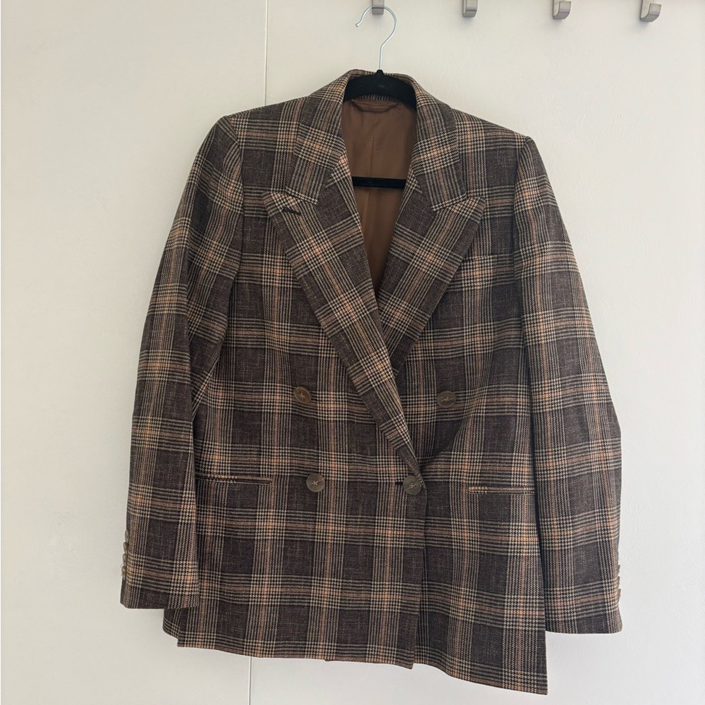 Acne Studios Brown Plaid Blazers